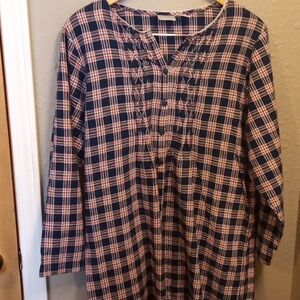 Long Cotton PJ Flannel Dress Long Sleeve